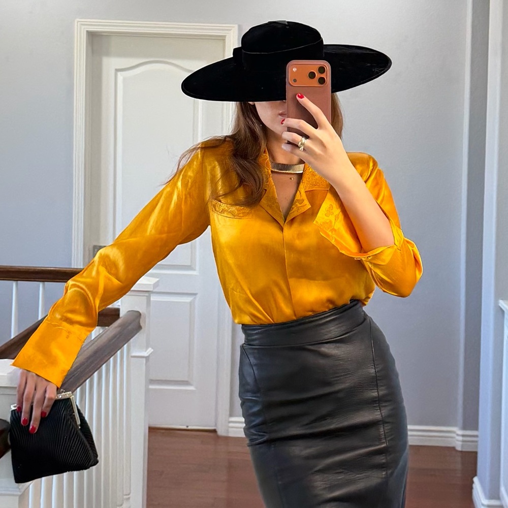 Vibrant Yellow Blouse with Flared Sleeves